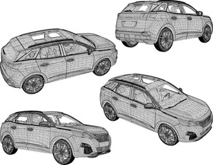 Fototapeta premium vector sketch illustration of family car vehicle design for city travel 