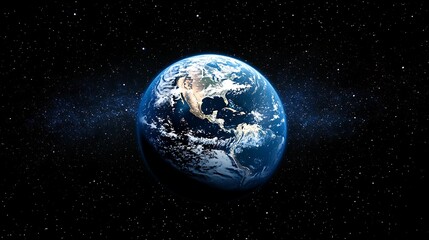 Fototapeta premium Earth Sunrise from Space with Golden Horizon, A stunning view of Earth from space with a sunrise casting golden light over the horizon, illuminating clouds and the atmosphere