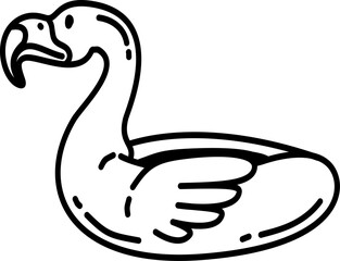 Hand drawn summer flamingo rubber ring  doodle illustration