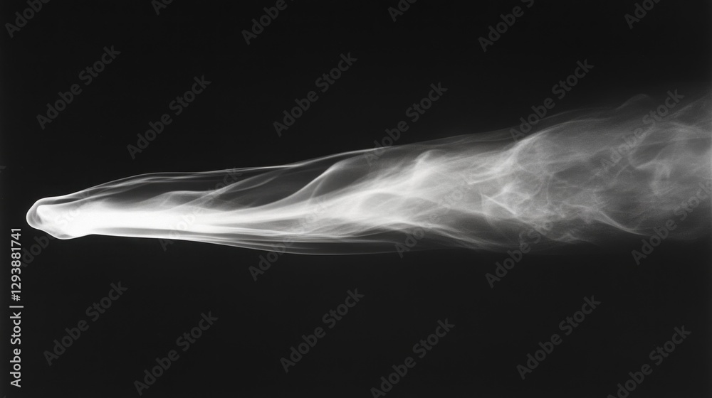 Aufkleber Delicate wisps of smoke stretch and curl like tendrils in a dark setting, showcasing a mesmerizing interplay of light and shadow. The ethereal flow captures attention and evokes wonder