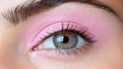 Obraz premium Close-up eye makeup, pink eyeshadow, beauty, macro
