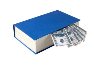 Hide the money in a thick book , financial concept, cash.