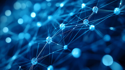 Blue Abstract Network with Lines and Balls