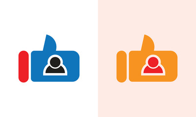 Thumbs up with people vector icon. Great logo icon for social media, entertainment and web.