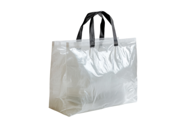 Standard Plastic Shopping Bag with Handles and Folded Design: Isolated on Transparent Background