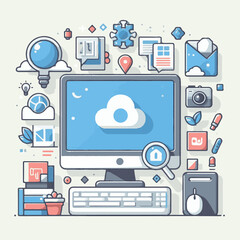 computer, digital, business, technology, communication, laptop, tech, work, office, web, internet, design, employee, vector, information, monitor, pc, modern, device, person, electronic, desktop, scre
