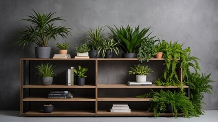 Plants in Pots Displayed on Rack for Decoration