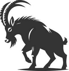 Goat sniffing the air, ears perked up animal vector silhouette