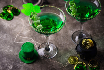Green cocktail for St. Patrick day