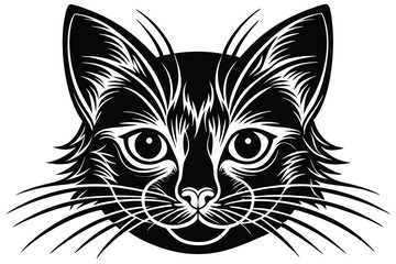 Obraz premium cute Cat face silhouette vector illustration