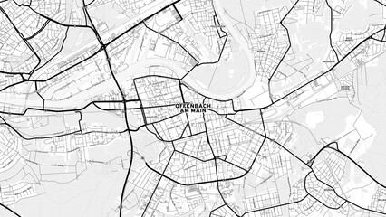 Minimalist Offenbach am Main Street Map with Labels and Neighborhoods