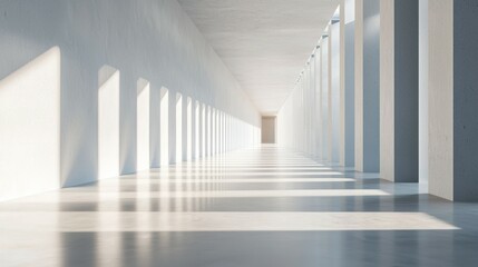 Modern Minimalist Interior with Long Shadows and Bright Light