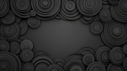 Modern black circular paper art design creates an elegant backdrop