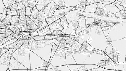 Minimalist Offenbach am Main Street Map with Labels and Neighborhoods
