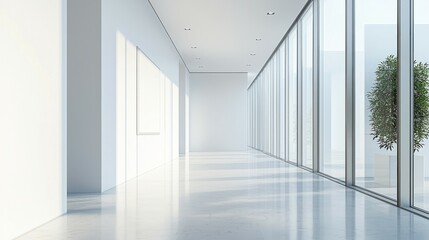 Fototapeta premium Minimalist Interior Space with Large Windows and Natural Light