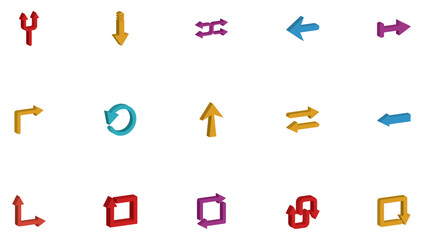 Set of 3d arrow vector icons on white background