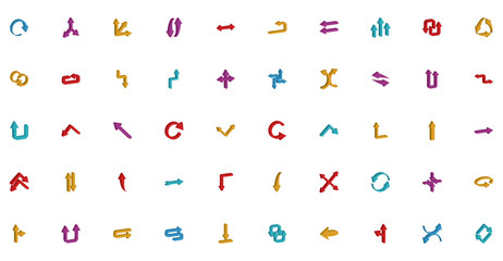 Set of 3d arrow vector icons on white background