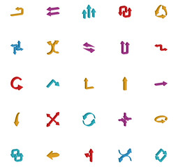 Set of 3d arrow vector icons on white background