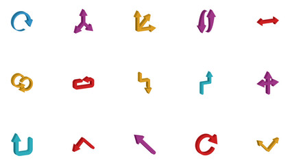 Set of 3d arrow vector icons on white background