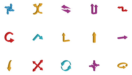 Set of 3d arrow vector icons on white background
