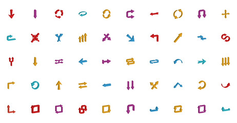 Set of 3d arrow vector icons on white background