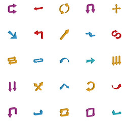 Set of 3d arrow vector icons on white background