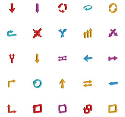 Set of 3d arrow vector icons on white background