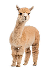 Obraz premium An adorable alpaca posing, isolated on white background