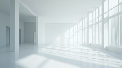 Bright and Minimalist Interior with Sunlight and White Walls