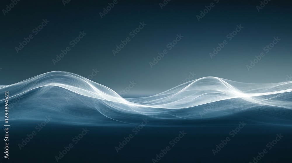 Poster soft wisps of mist undulate gracefully, forming delicate waves that dance against a serene twilight 