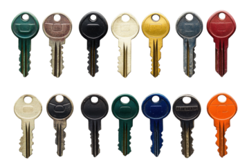 Classic Car Keys with Silver Keychain and Metal Key Head: Isolated on Transparent Background