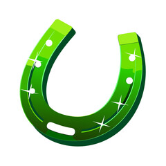 A glowing green horseshoe, symbolizing luck, good fortune, and Irish charm, illustrated as a vector.