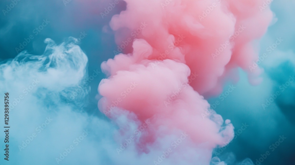 Poster delicate clouds of pink and blue merge beautifully, creating an ethereal atmosphere. this tranquil s