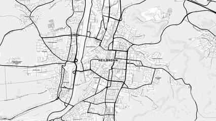 Obraz premium Minimalist Heilbronn Street Map with Labels and Neighborhoods