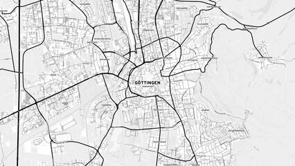 Fototapeta premium Minimalist Gottingen Street Map with Labels and Neighborhoods