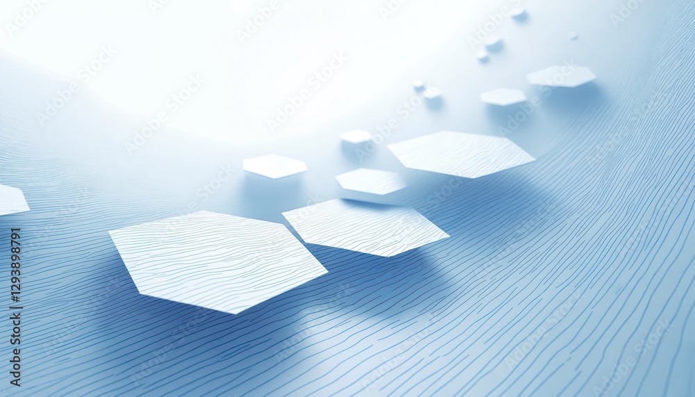 Poster abstract geometry design with blue, white linear hexagons. tech minimal background for corporate dig