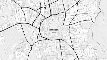 Fototapeta premium Minimalist Gottingen Street Map with Labels and Neighborhoods