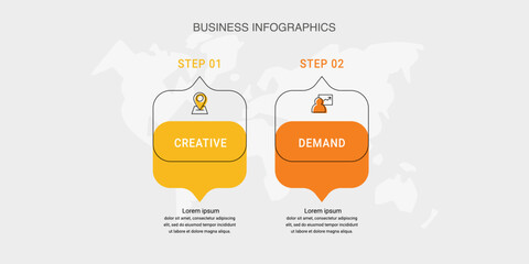 Modern Business Infographic Template with 2 Steps, Colorful Speech Bubbles, and Workflow Chart – Creative Timeline, Data Visualization, Project Planning, Marketing Strategy, Flat Design