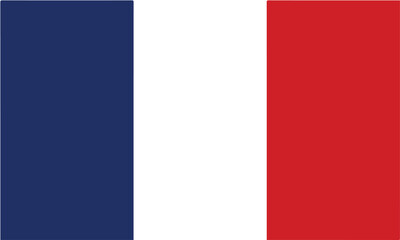 Flag of France. Flag icon. Standard colors. Standard sizes. Rectangular flag. Computer illustration. Vector illustration.	