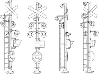 vector sketch illustration of railway stop warning sign design  
