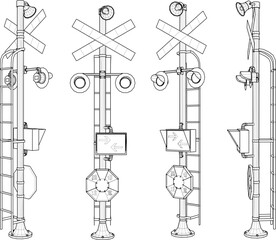 vector sketch illustration of railway stop warning sign design  