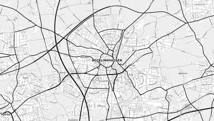 Obraz premium Minimalist Recklinghausen Street Map with Labels and Neighborhoods