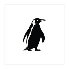 Fototapeta premium Minimalist Black Penguin Silhouette Vector Logo on White Background