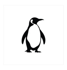 Minimalist Black Penguin Silhouette Vector Logo on White Background