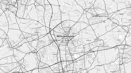 Minimalist Recklinghausen Street Map with Labels and Neighborhoods