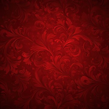 Fototapeta Opulent crimson floral damask design evokes vintage charm and timeless elegance in rich red hues for luxurious backgrounds and decorative arts