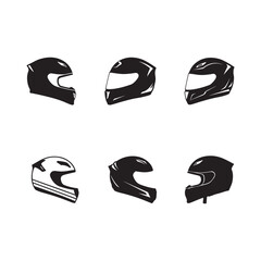 Fototapeta premium motor cyclist bike rider safety protection helmet icon set vector design illustrations