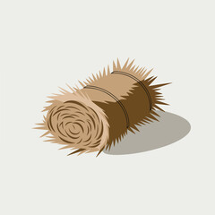 A Flat-Style Dried hay on a Plain White Background