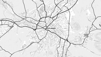 Minimalist Reutlingen Street Map with Labels and Neighborhoods