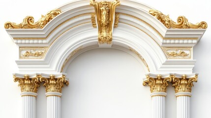 Naklejka premium White Gold Archway Columns Interior Design